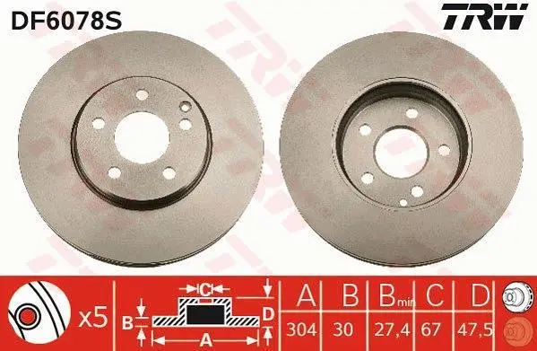 <strong>Диск тормозной TRW DF6078S (фото 1)</strong>