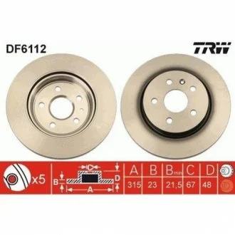 Гальмівний диск для TRW DF6112 фото товару