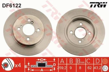 Гальмівний диск для Audi TRW DF6122 фото товару