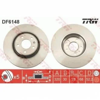Гальмівний диск для TRW DF6148 фото товару