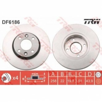 Гальмівний диск TRW DF6186 (фото 1)
