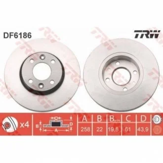 Гальмівний диск для TRW DF6186 фото товару