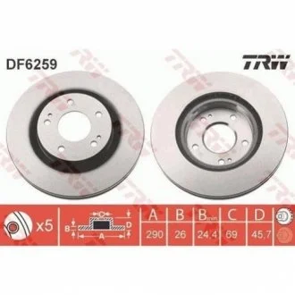 Гальмівний диск для Mitsubishi TRW DF6259 фото товару