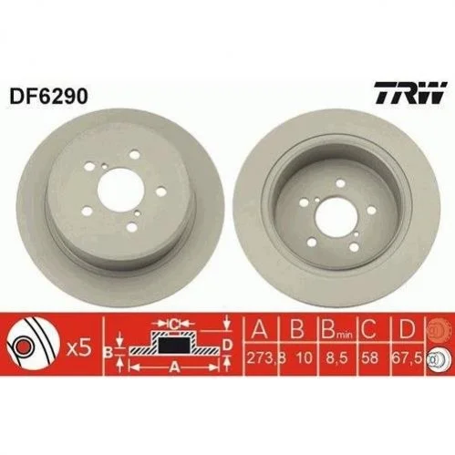 <strong>Диск гальмівний TRW DF6290 (фото 1)</strong>