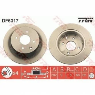 Диск гальмівний для Nissan TRW DF6317 фото товару