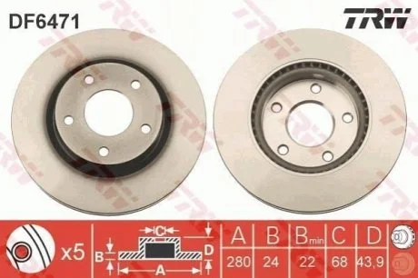 Гальмівний диск для Mercedes TRW DF6471 фото товару
