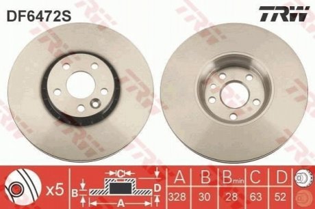 Диск тормозной TRW DF6472S фото товара