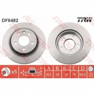 Гальмівний диск для Volkswagen TRW DF6482 фото товару