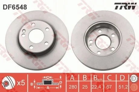 Диск гальмівний для Mercedes TRW DF6548 фото товару