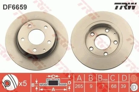 Гальмівний диск для Mazda TRW DF6659 фото товару