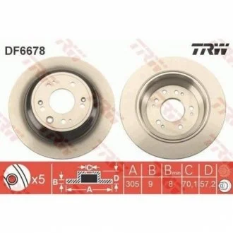 Диск гальмівний для Honda TRW DF6678 фото товару