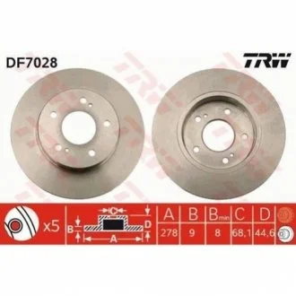 Гальмівний диск для Seat, Volkswagen, Skoda, Audi TRW DF7028 фото товару