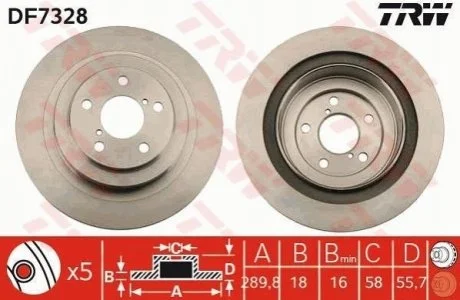 Диск гальмівний для Subaru TRW DF7328 фото товару