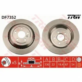 Гальмівний диск для Mercedes, Mitsubishi TRW DF7352 фото товару