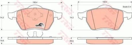 Гальмівні колодки для Volkswagen, Seat, Skoda, Audi TRW GDB1204 фото товару