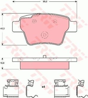 Комплект гальмівних колодок з 4 шт. дисків TRW GDB1678