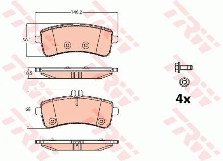 Гальмівні колодки, дискові для Mercedes TRW GDB2079 фото товару