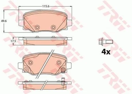 Гальмівні колодки FIAT/JEEP 500X/Renegade "R "14>> для Jeep, Fiat TRW GDB2116 фото товару