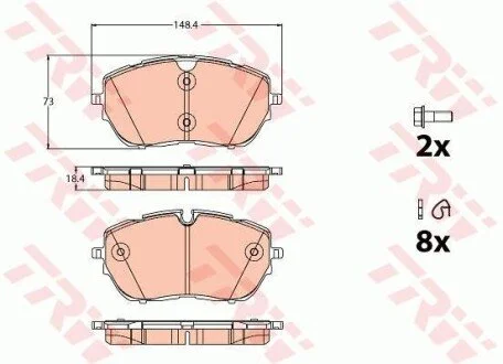 Комплект тормозных колодок для Peugeot TRW GDB2121 фото товара