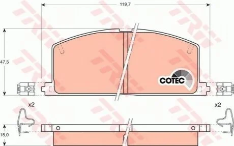 Комплект гальмівних колодок, дискове гальмо для Toyota, BMW, Lexus, Buick TRW GDB323 фото товару
