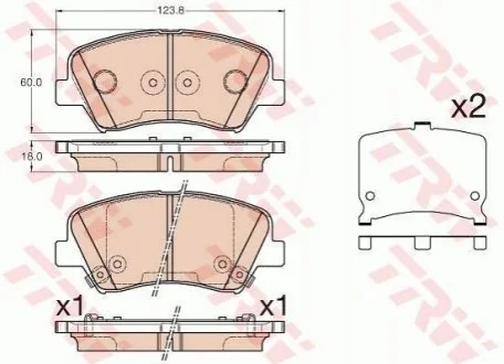 Комплект гальмівних колодок з 4 шт. дисків для TRW GDB3552 фото товару