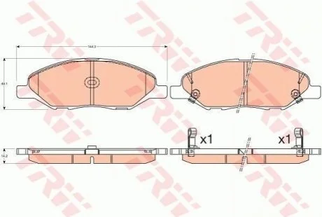 Комплект гальмівних колодок, дискове гальмо для TRW GDB3577 фото товару