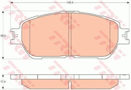 Комплект гальмівних колодок з 4 шт. дисків для Toyota, Lexus TRW GDB3612 фото товару