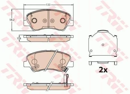 Гальмівні колодки перед. Hyundai Accent IV/Kia Rio 10- для TRW GDB3630 фото товару