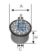 Фільтр паливний 1.9D 8V, 1.9TD 8V, 2.1TD 12V, 1.8D 8V FIAT Scudo 95-07, Ulysse 94-02; PEUGEOT Partner 96-08, Expert 95-07, 406 97-04, 306 93-02, 405 93-96, 806 98-02, 205 87-98; CITROEN Berlingo 96-08, Jumpy 95-07, Xsara 97-00, ZX 92-98 для UFI 24.390.00 фото товару