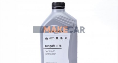 Моторное масло LongLife III FE 0W-30 синтетическое 1 л VAG GS55545M2