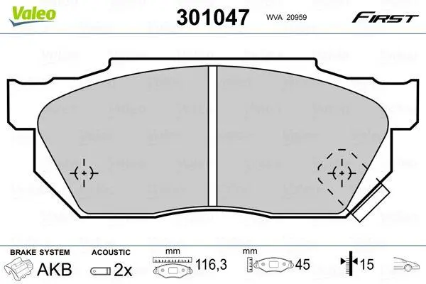 <strong>Колодки тормозные дисковые, комплект VALEO 301047 (фото 1)</strong>