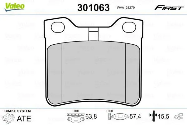 <strong>Колодки тормозные дисковые, комплект VALEO 301063 (фото 1)</strong>