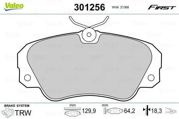<strong>Колодки тормозные дисковые, комплект VALEO 301256 (фото 1)</strong>