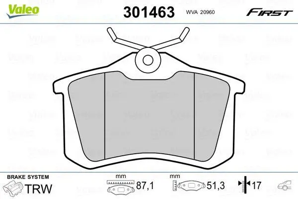 <strong>Колодки тормозные дисковые, комплект VALEO 301463 (фото 1)</strong>