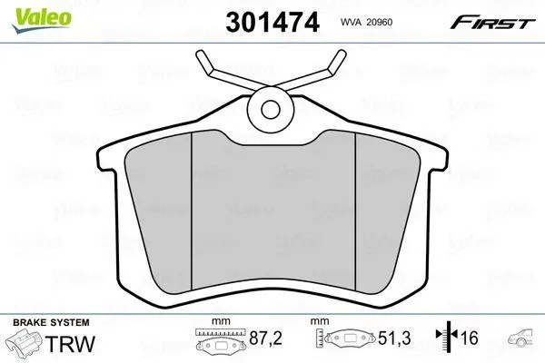 <strong>Колодки тормозные дисковые, комплект VALEO 301474 (фото 1)</strong>