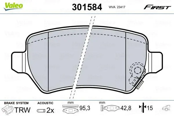 <strong>Колодки гальмівні задні VALEO 301584 (фото 1)</strong>