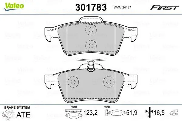 <strong>Колодки тормозные дисковые, комплект VALEO 301783 (фото 1)</strong>