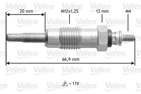FIAT свічка розжарювання Duraterm FORD OPEL PEUGEOT RENAULT для VALEO 345111 фото товару
