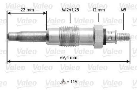 DB свічка розжарювання OM 601-603 93- для VALEO 345116 фото товару