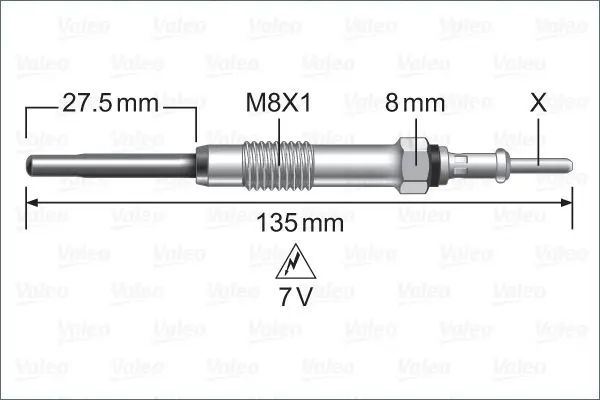 <strong>VOLVO свічка розжарювання 7V C30,S60/80,V,XC60-90 2.0/2.4D 06- VALEO 345251 (фото 1)</strong>