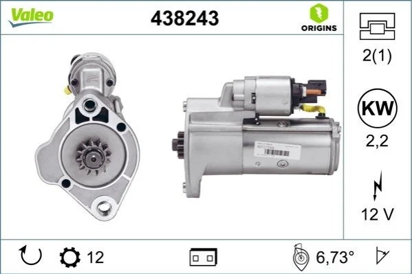 <strong>Стартер (12В, 2,2кВт, новий із заставою) MERCEDES SPRINTER 3,5-T (B906), SPRINTER 3-T (B906), SPRINTER 4,6-T (B906), SPRINTER 4-T (B904), SPRINTER 5-T (B906) VW AMAROK, CRAFTER 30-35 1.8-3.5 04.00- VALEO 438243 (фото 1)</strong>