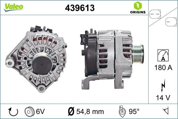 <strong>Генератор (14В, 180А, новий) BMW 1 (E81), 1 (E82), 1 (E87), 1 (E88), 3 (E90), 3 (E91), 3 (E92), 3 (E93), 5 (E60), 5 (E61), X1 (E84), X3 (E83) 2.0D/2.5/3.0 06.04-06.15 VALEO 439613 (фото 1)</strong>