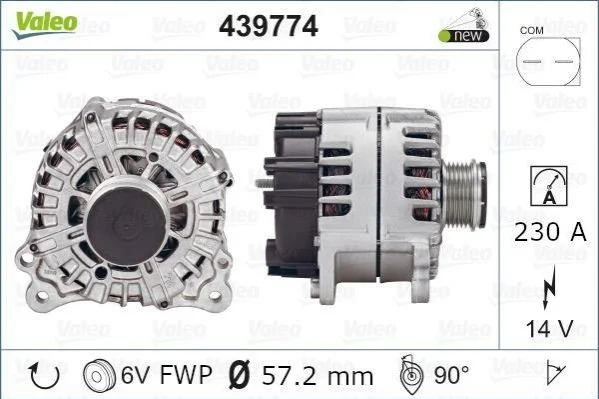 <strong>Генератор (14В, 230А, новий із заставою) PORSCHE CAYENNE, PANAMERA VW TOUAREG 3.0D-4.2 01.10-05.18 VALEO 439774 (фото 1)</strong>