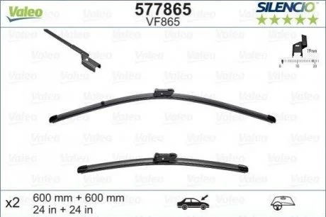 Щетка стеклоочистителя SILENCIO FLAT BLADE SET для Mercedes VALEO 577865 фото товара
