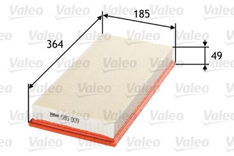 VW фільтр повітр. Golf/Octavia 1,6/1,8/1,9SDI/1,9TDI/2,0-16V 8/97- Valeo 585009 (фото 1)