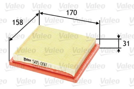 Фільтр повітряний для VALEO 585097 фото товара