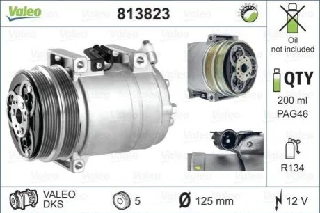 Компресор кондиціонера для Volvo, Ford VALEO 813823 фото товару