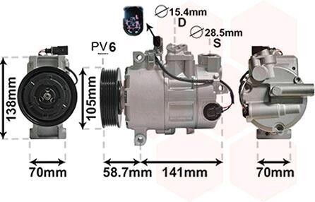 Компресор кондиціонера AUDI A4, A5, A6 00-2.0 Tdi Van Wezel 0300K279