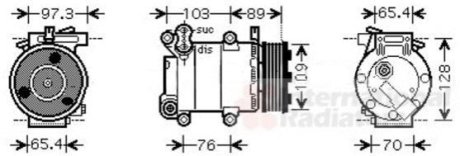 Компресор кондиціонера FORD C-MAX / VOLVO S40 07 > 12 Van Wezel 1800K391 фото товару