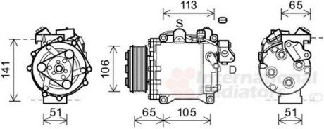 Компресор кондиціонера Van Wezel 2500K263 фото товару